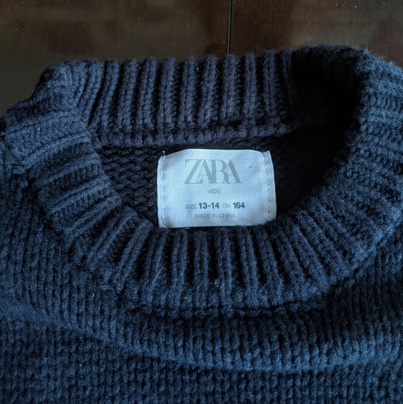 Zara Navy Icelandic style sweater US S - Picture 6 of 12